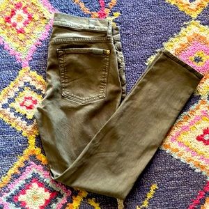7 For All Mankind-Slim Cigarette Jeans-Olive Size 31 🚬 👖 🫒